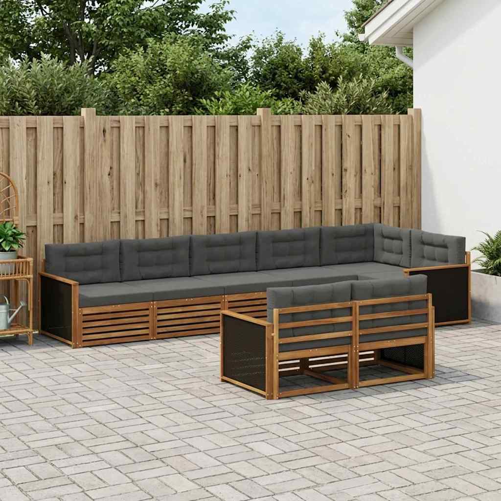 Outdoor-Sofagarnitur 8 stk. Natur und Anthrazit