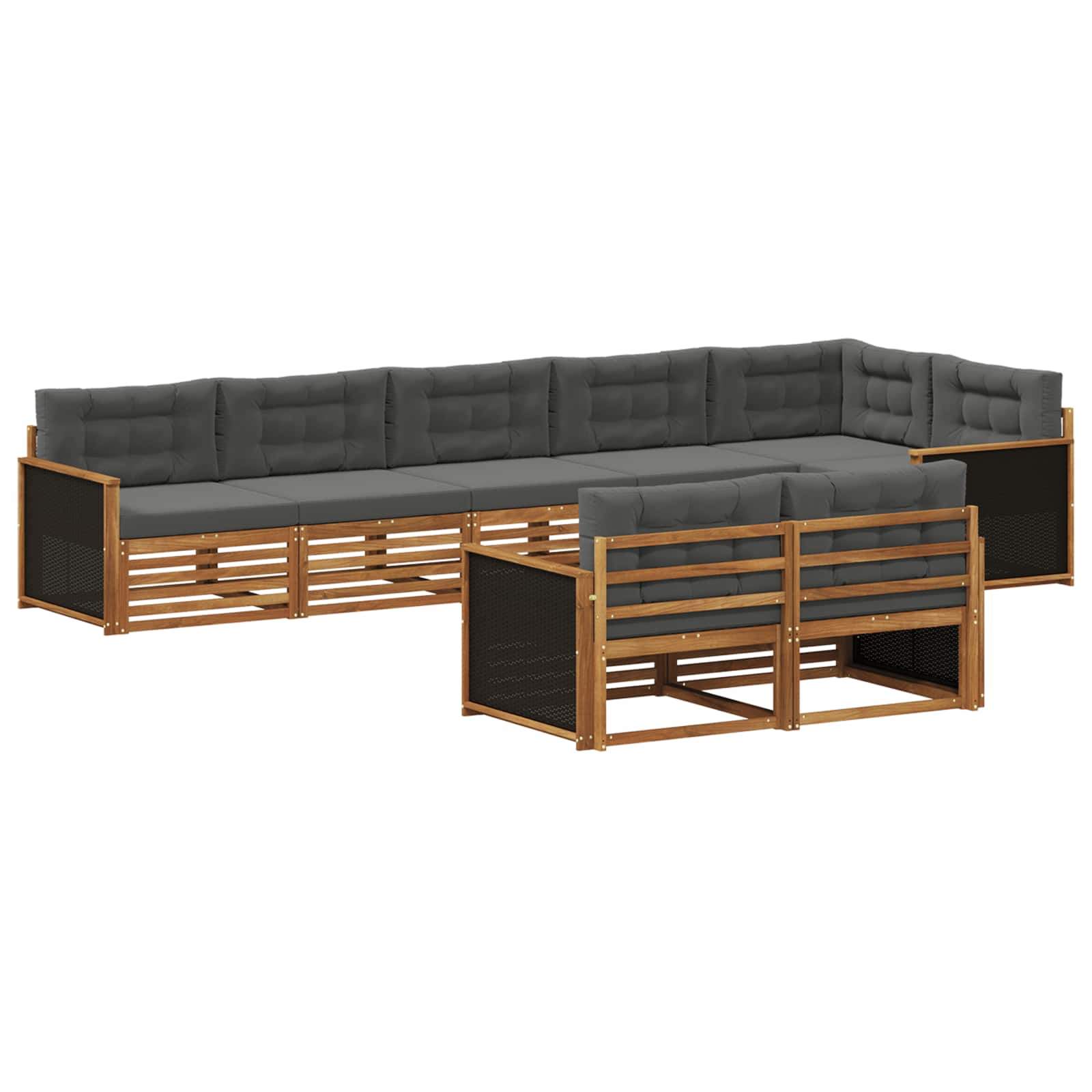 Outdoor-Sofagarnitur 8 stk. Natur und Anthrazit
