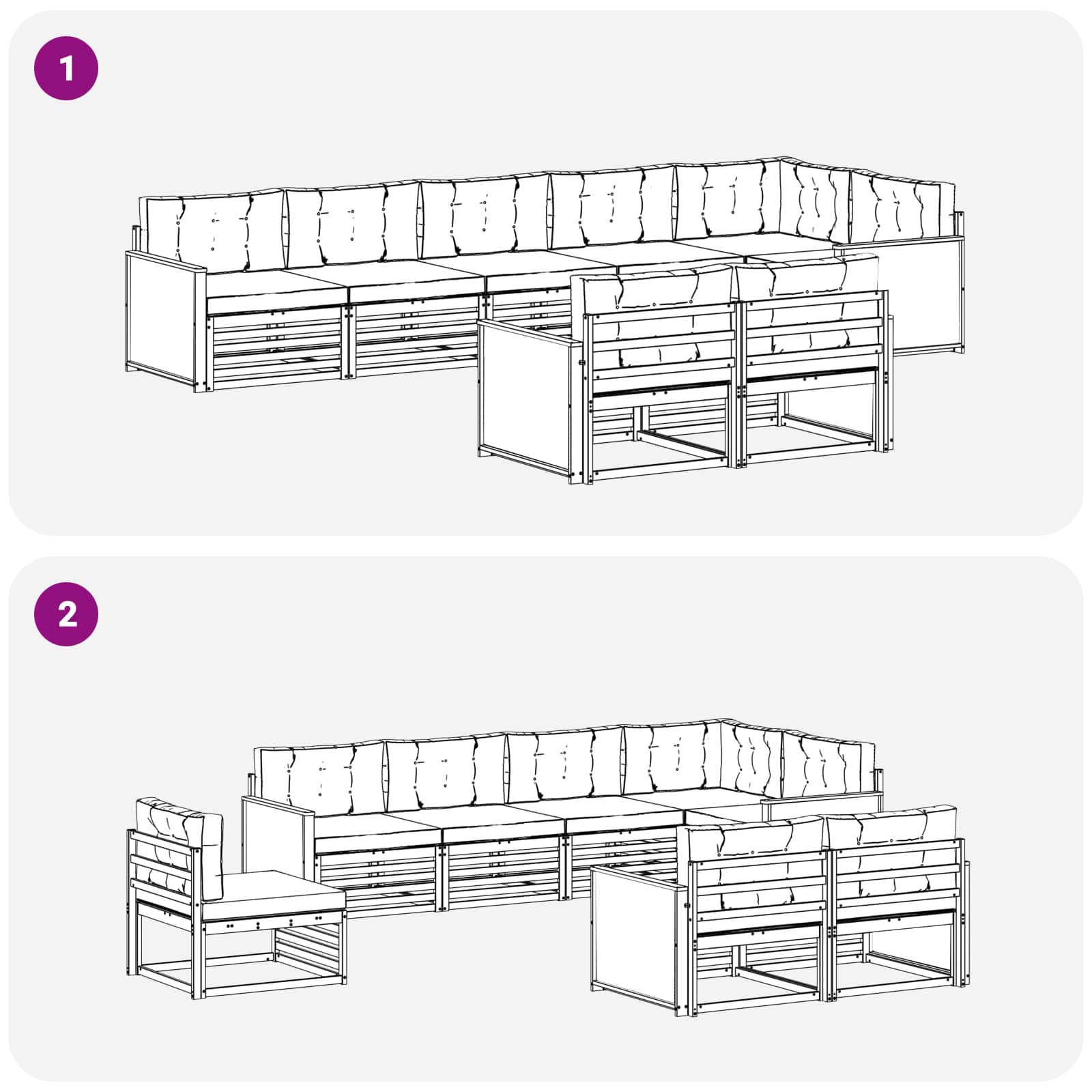 Outdoor-Sofagarnitur 8 stk. Natur und Anthrazit