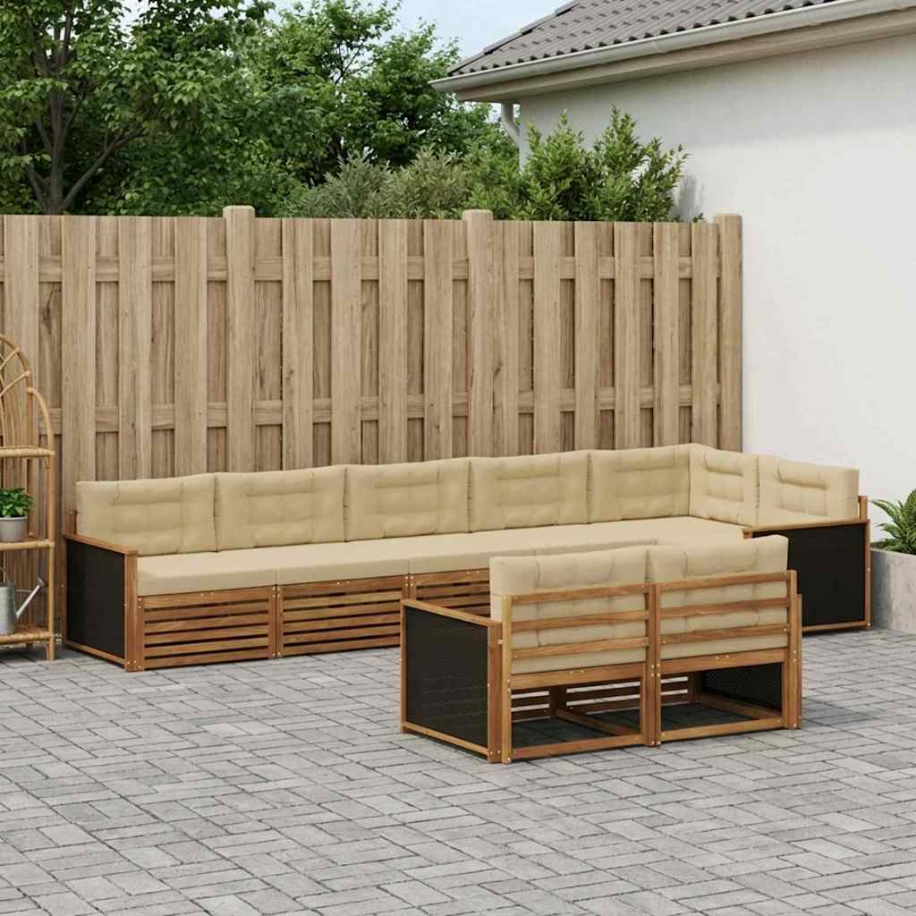 Outdoor-Sofagarnitur mit Kissen 8 pcs Natur und Beige