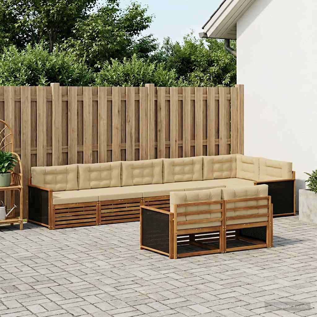 Outdoor-Sofagarnitur 8 stk. Natur und Beige