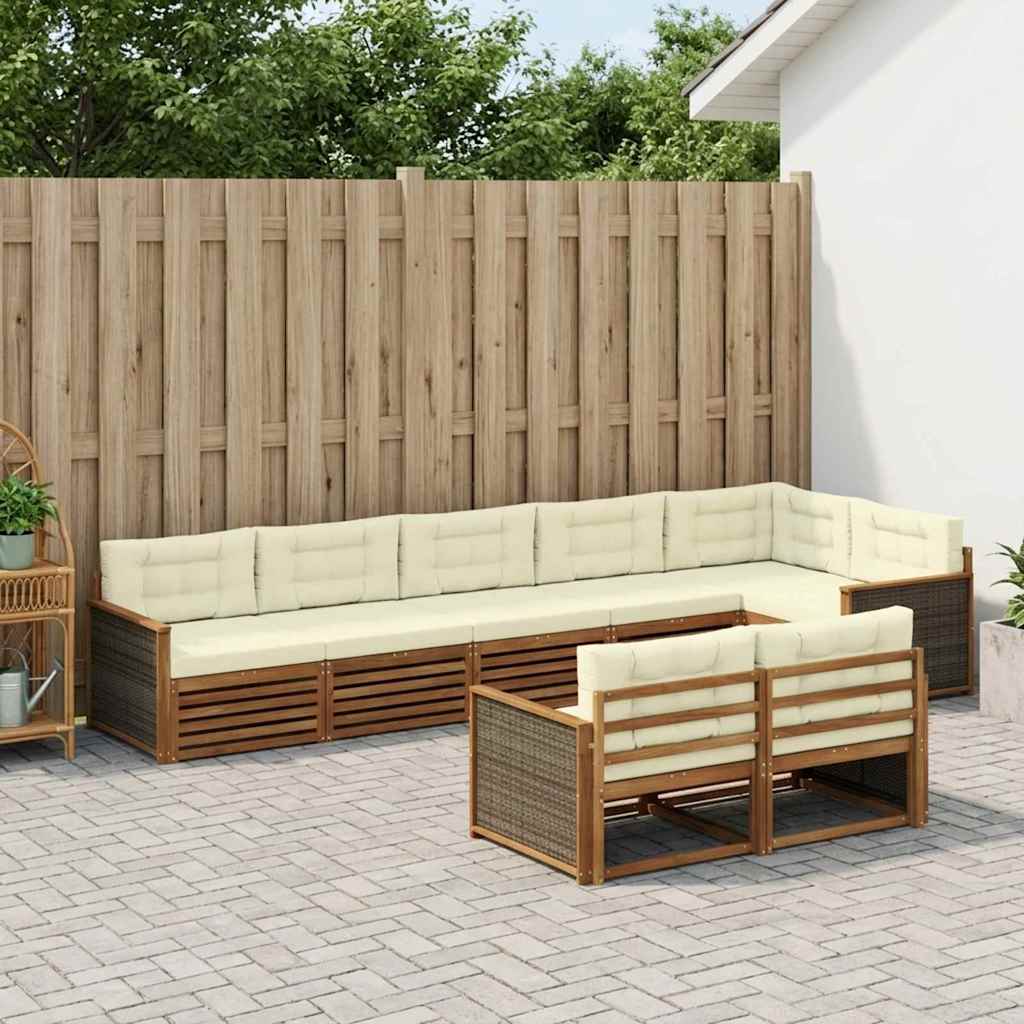 Outdoor-Sofagarnitur 8 stk. Natur und Creme
