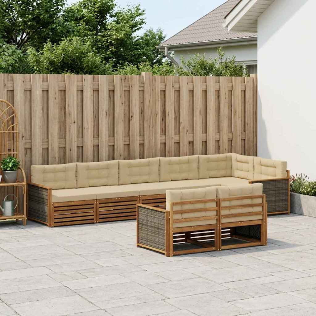 Outdoor-Sofagarnitur 8 stk. Natur und Beige