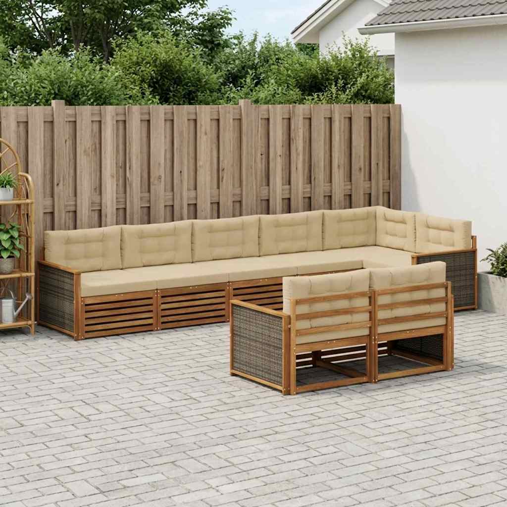 Outdoor-Sofagarnitur 8 stk. Natur und Beige