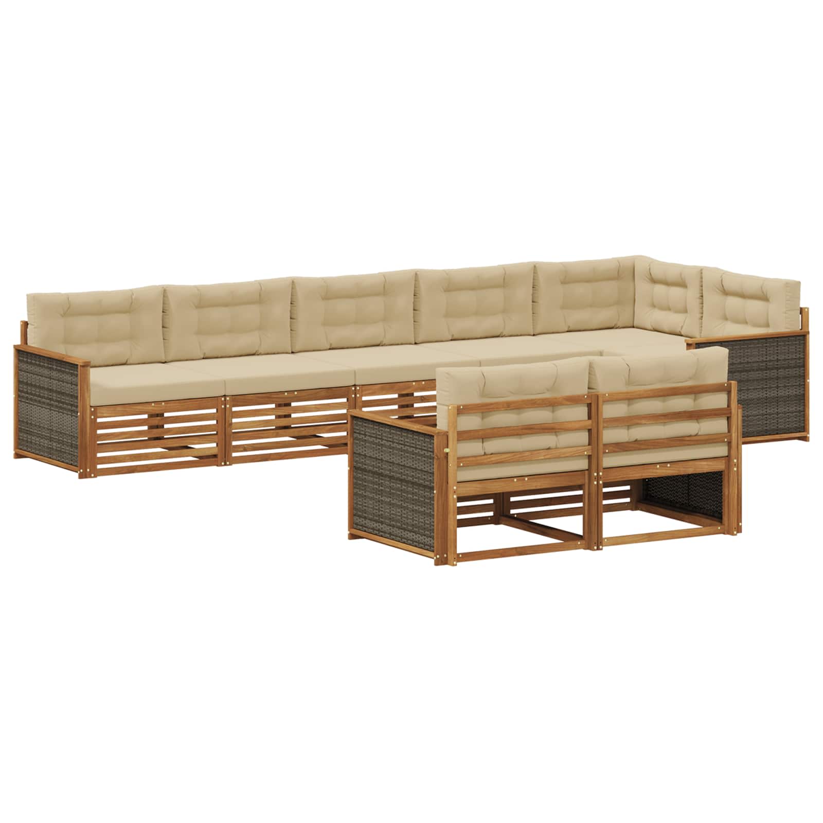 Outdoor-Sofagarnitur 8 stk. Natur und Beige