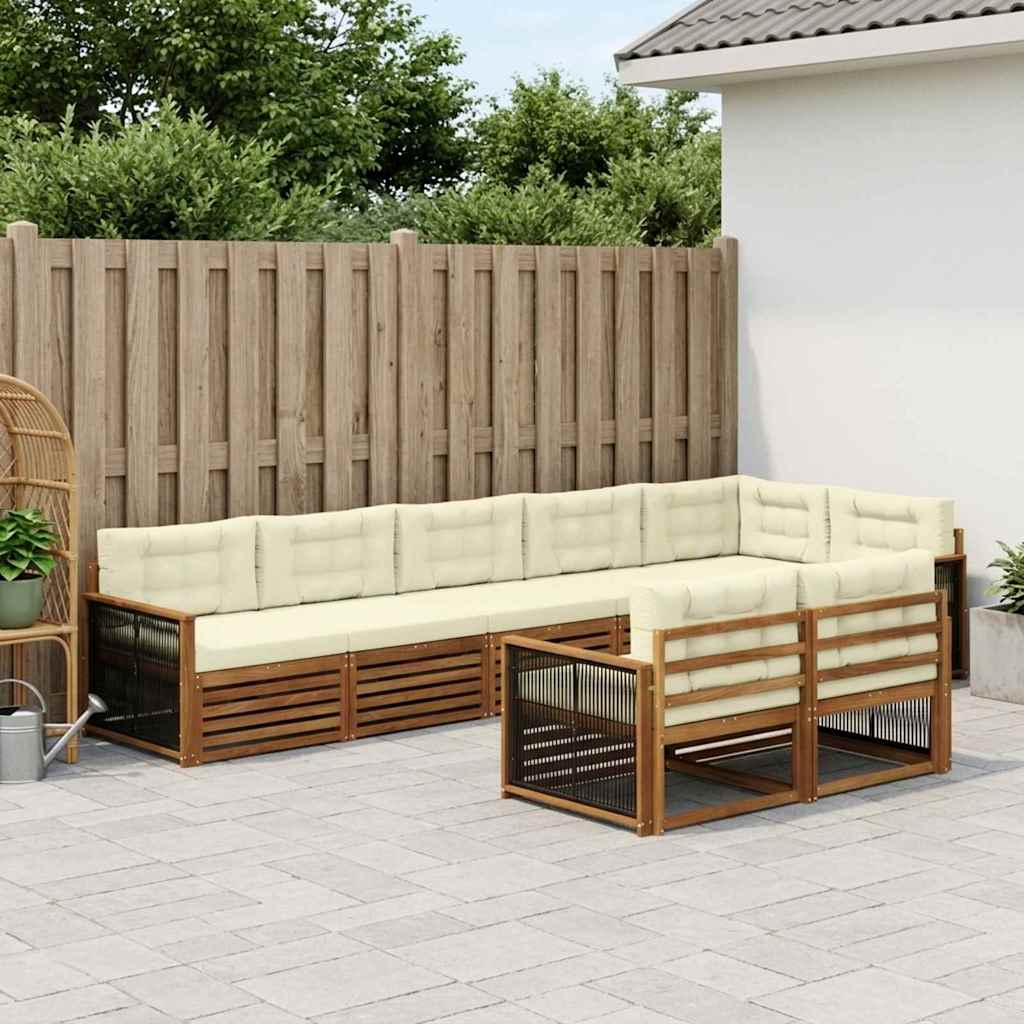 Outdoor-Sofagarnitur 8 stk. Natur und Creme