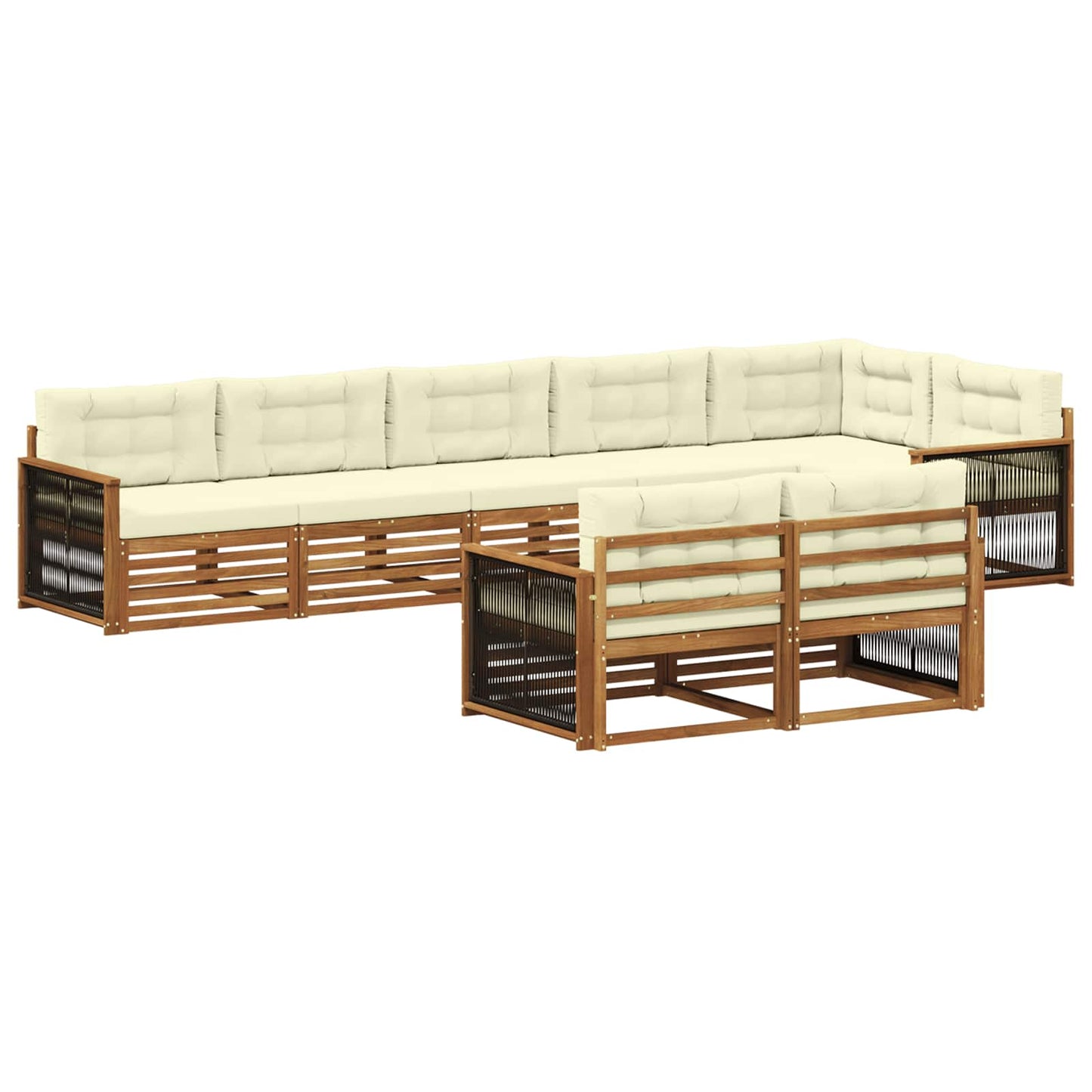 Outdoor-Sofagarnitur 8 stk. Natur und Creme