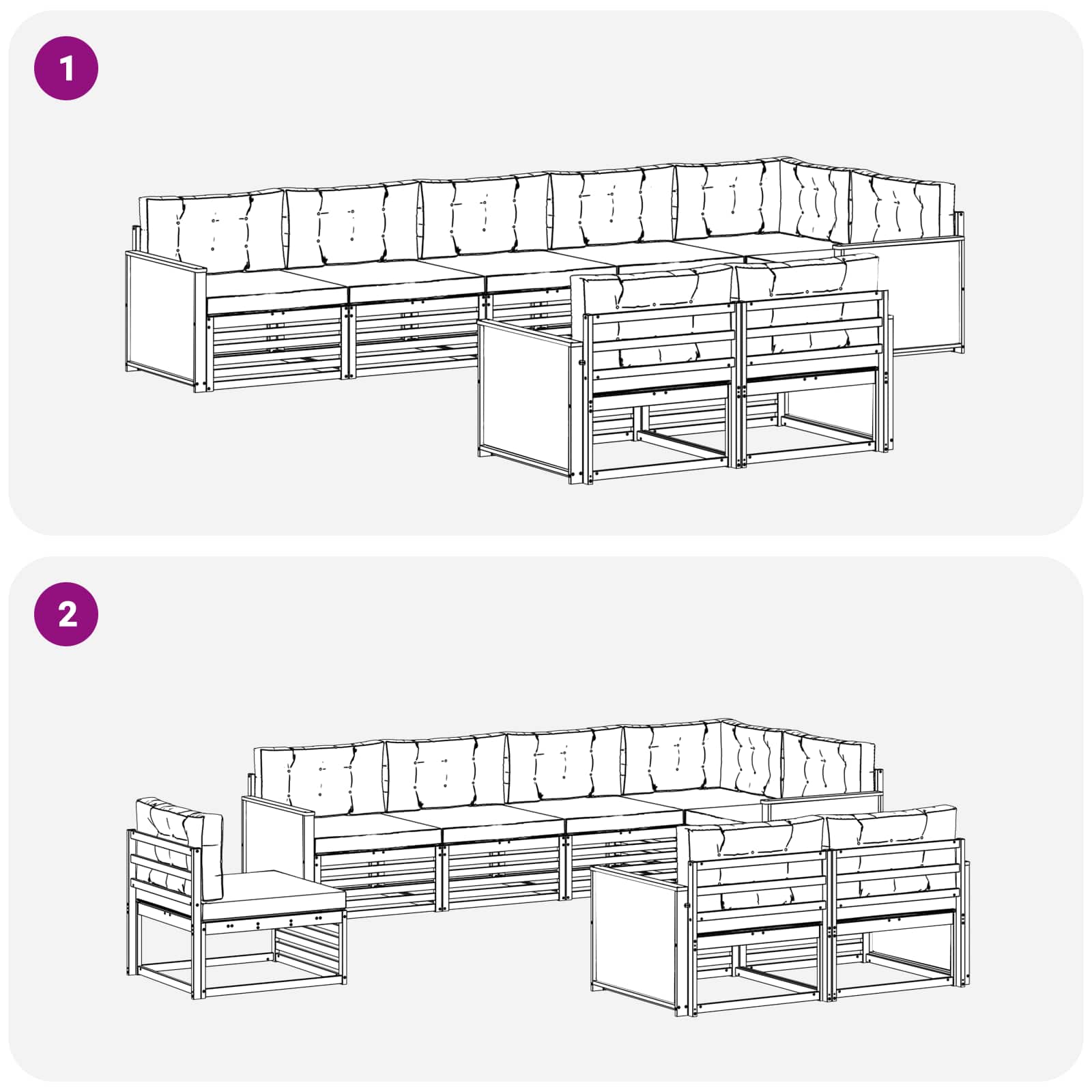 Outdoor-Sofagarnitur 8 stk. Natur und Creme