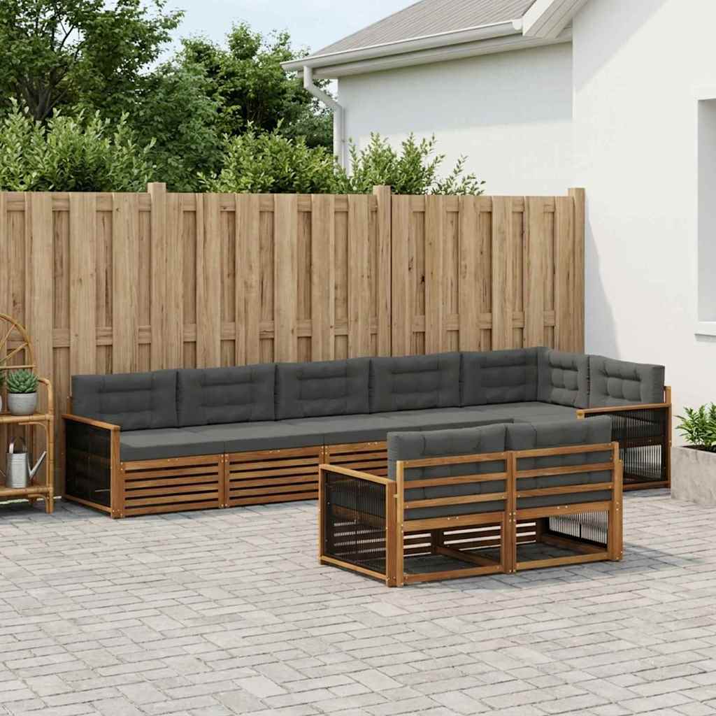 Outdoor-Sofagarnitur 8 stk. Natur und Anthrazit