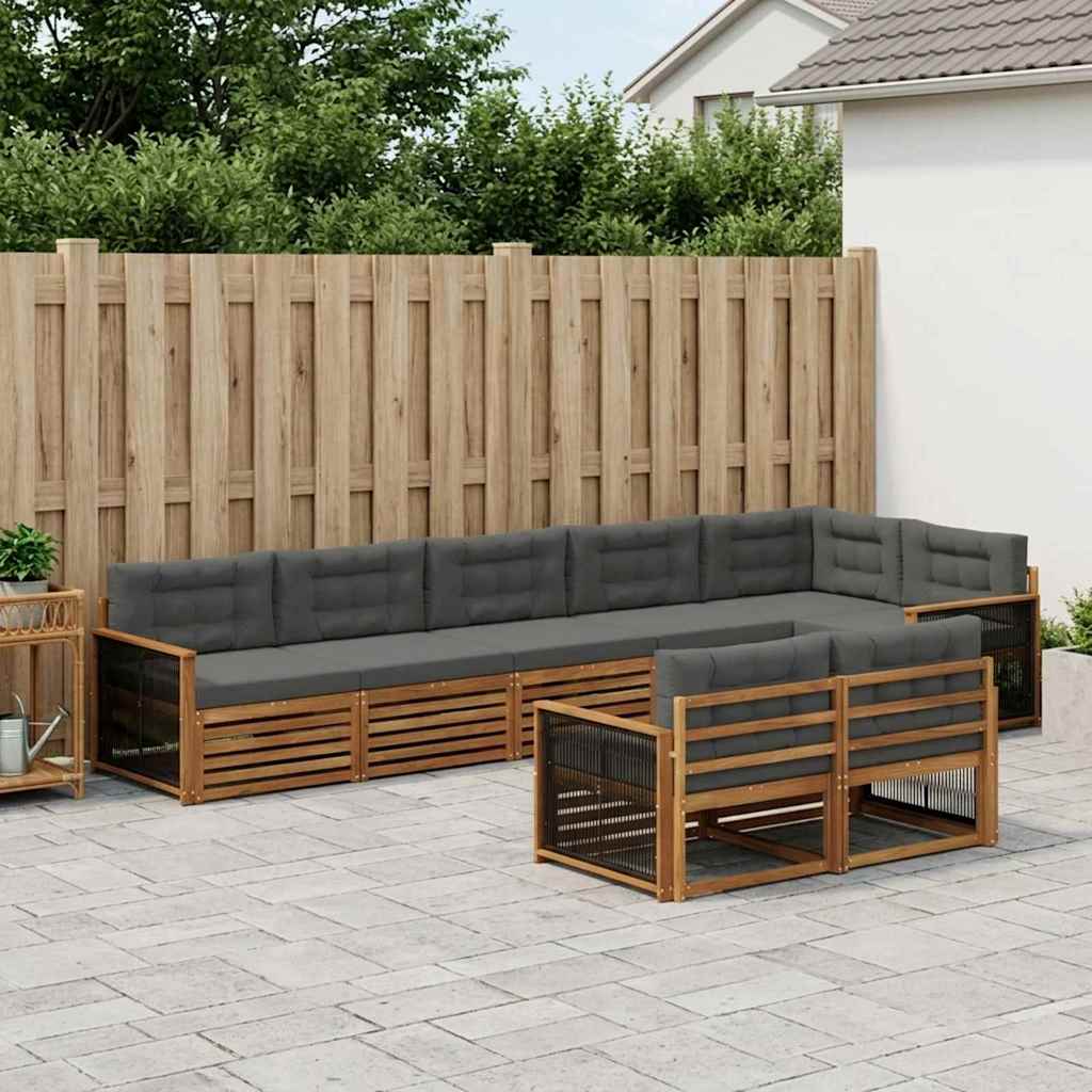 Outdoor-Sofagarnitur 8 stk. Natur und Anthrazit