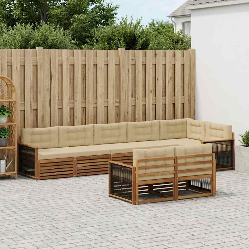 Outdoor-Sofagarnitur 8 stk. Natur und Beige