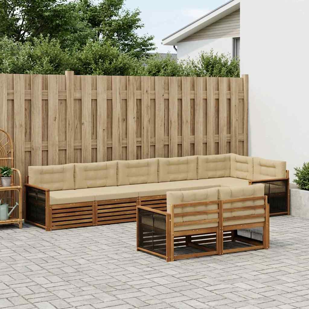 Outdoor-Sofagarnitur 8 stk. Natur und Beige
