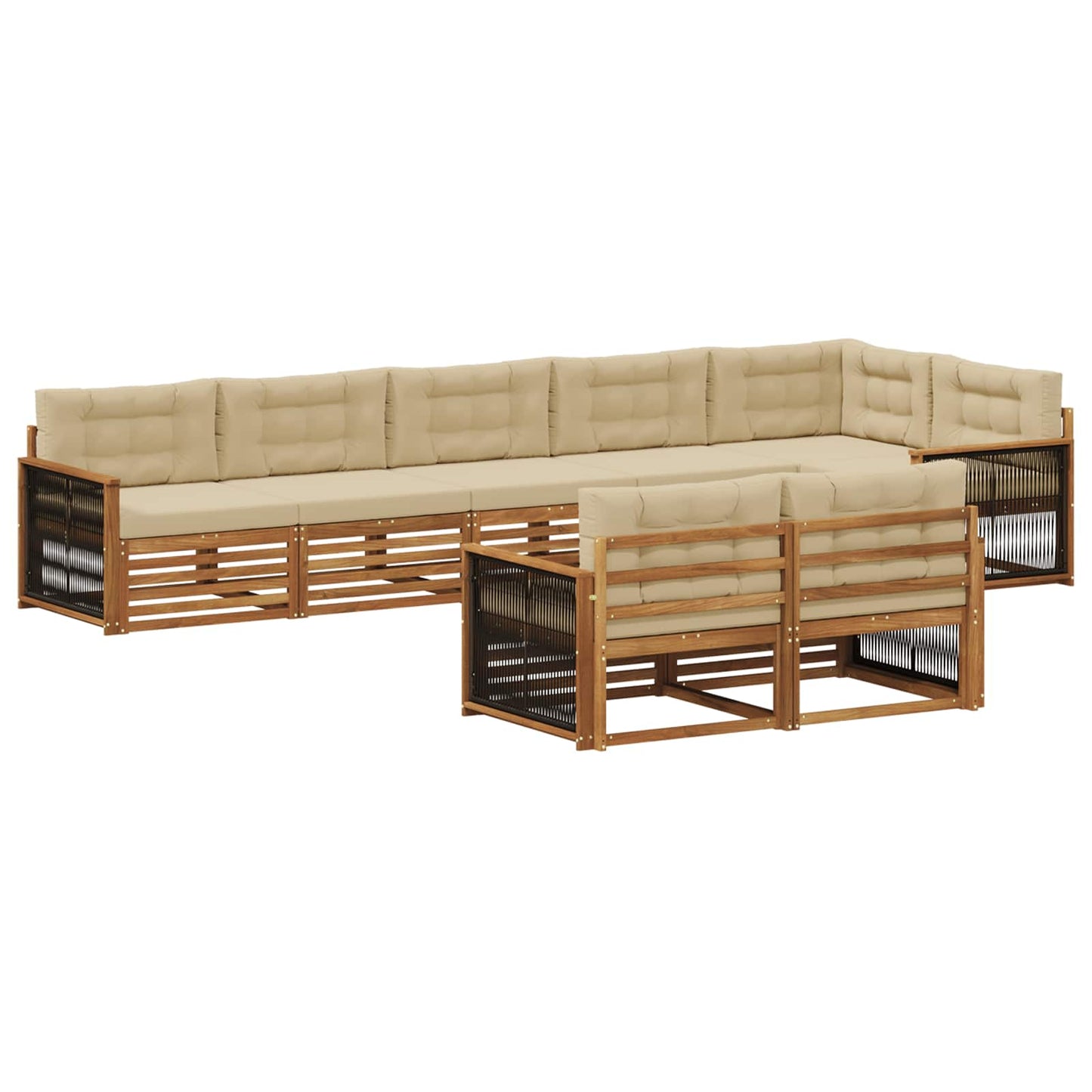 Outdoor-Sofagarnitur 8 stk. Natur und Beige