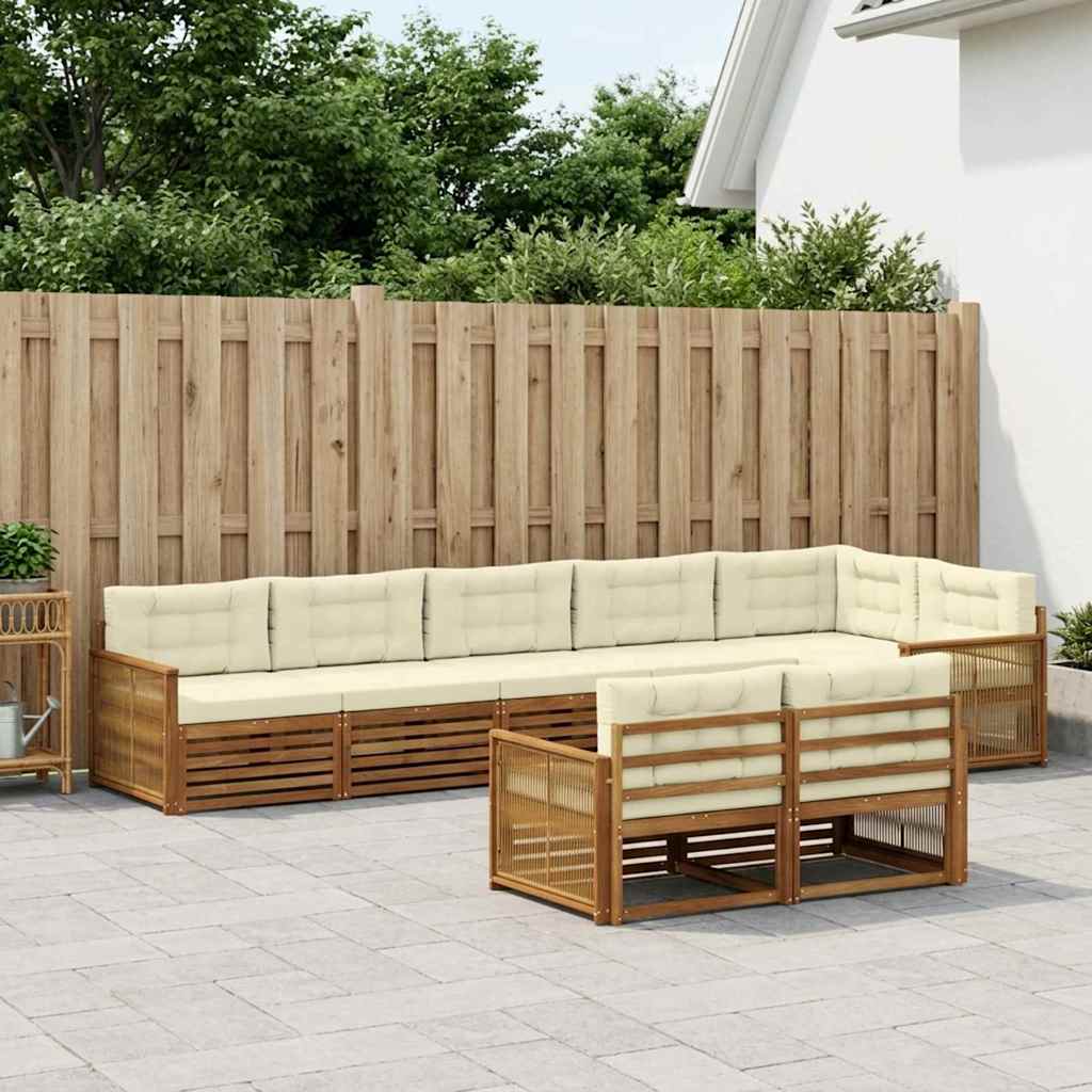 Outdoor-Sofagarnitur 8 stk. Natur und Creme