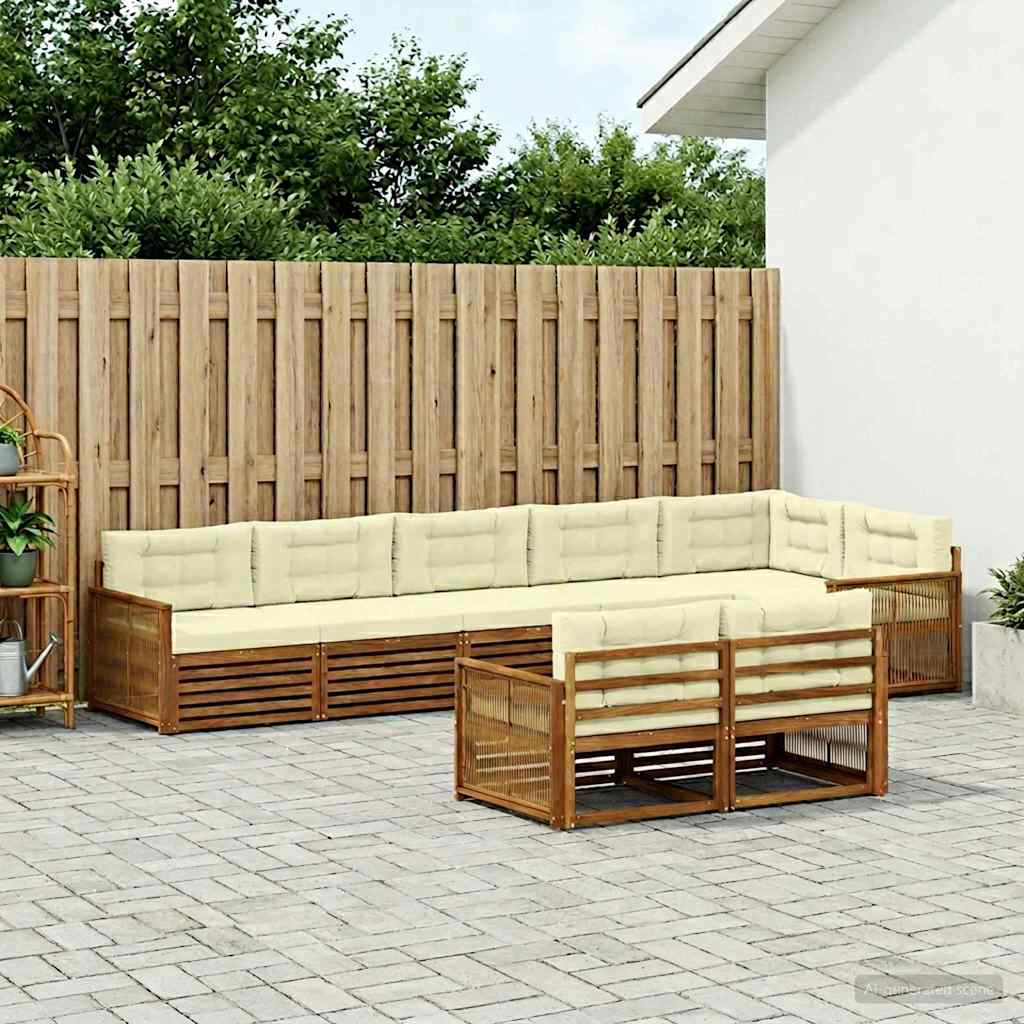 Outdoor-Sofagarnitur 8 stk. Natur und Creme