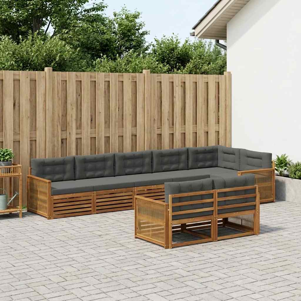 Outdoor-Sofagarnitur 8 stk. Natur und Anthrazit