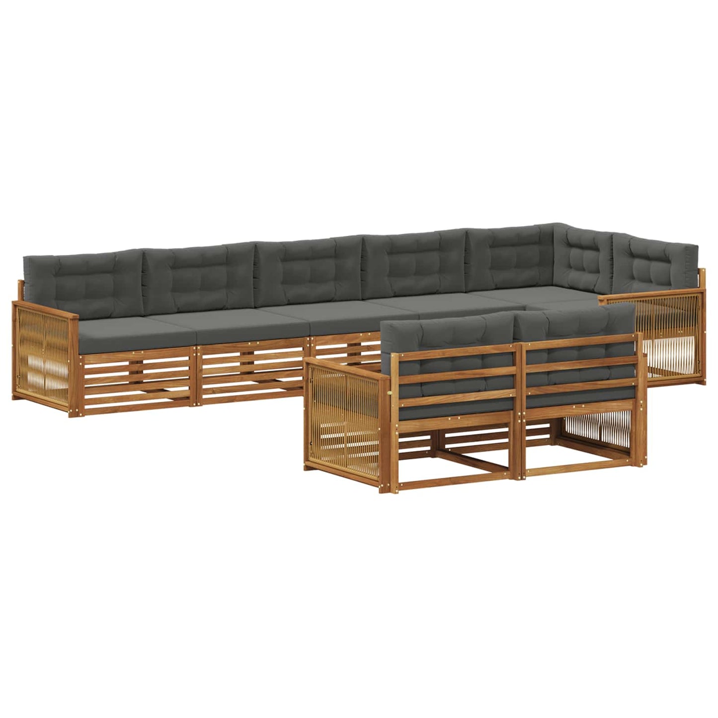 Outdoor-Sofagarnitur 8 stk. Natur und Anthrazit