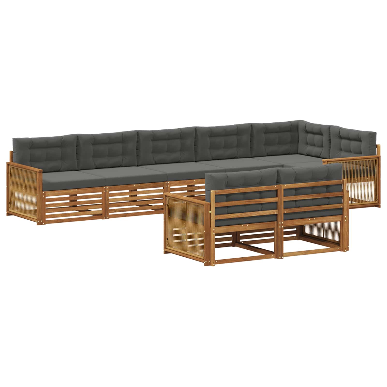Outdoor-Sofagarnitur 8 stk. Natur und Anthrazit