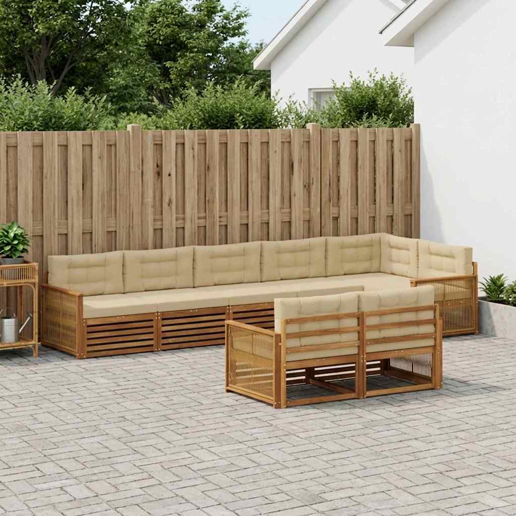 Outdoor-Sofagarnitur 8 stk. Natur und Beige