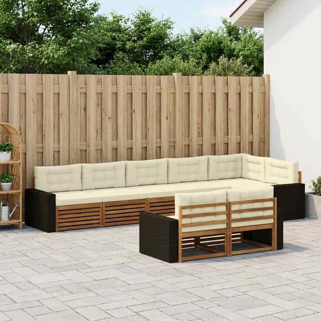 Outdoor-Sofagarnitur 8 stk. Natur und Creme