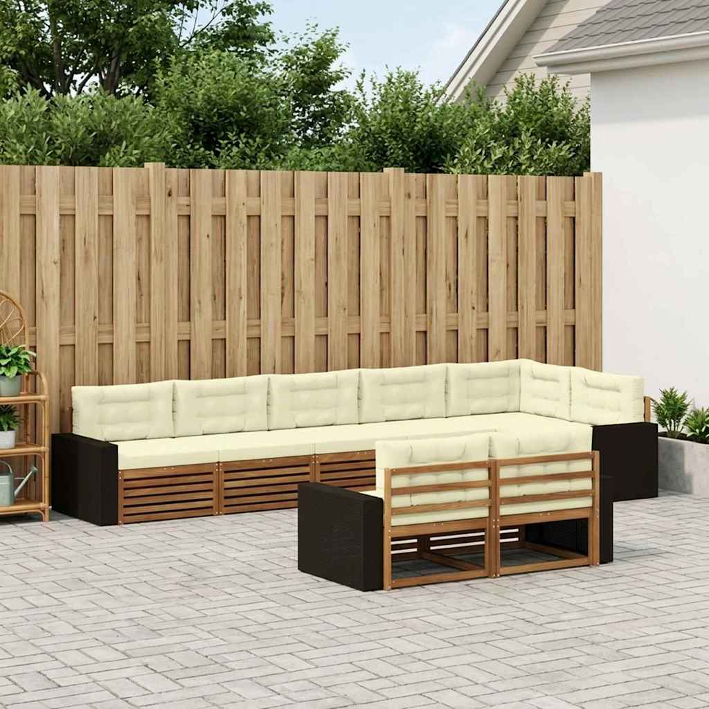 Outdoor-Sofagarnitur 8 stk. Natur und Creme