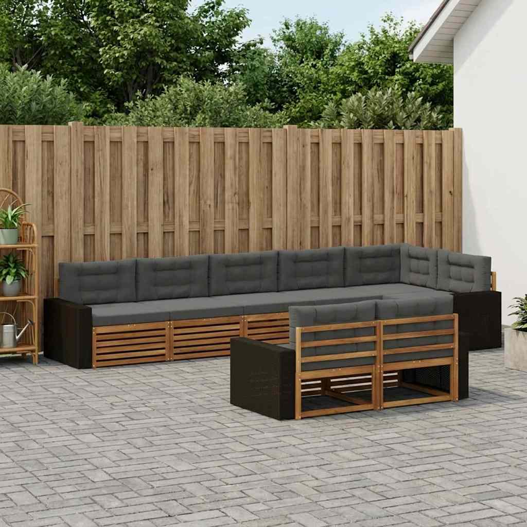 Outdoor-Sofagarnitur 8 stk. Natur und Anthrazit