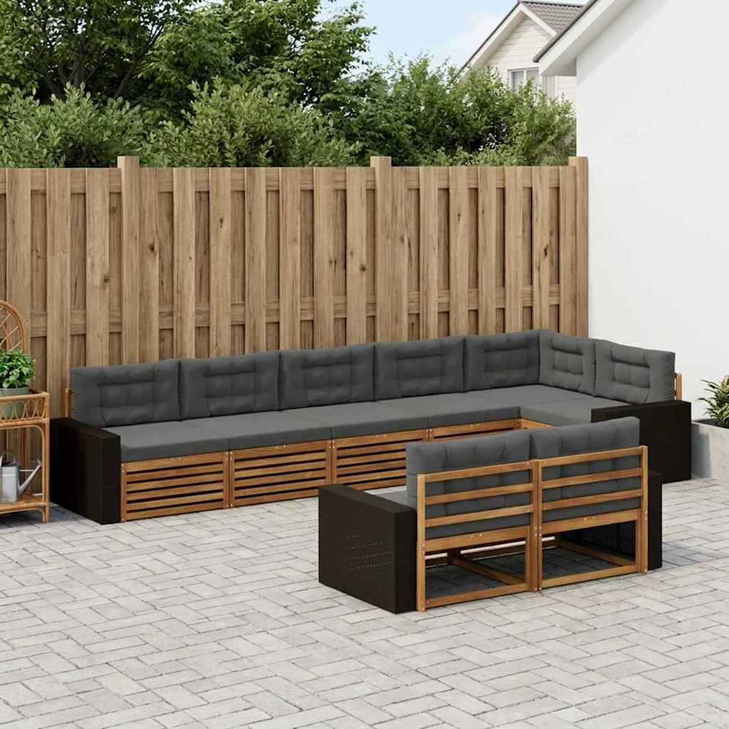 Outdoor-Sofagarnitur 8 stk. Natur und Anthrazit