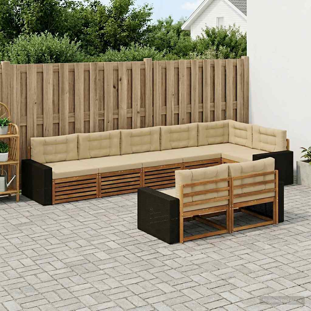 Outdoor-Sofagarnitur mit Kissen 8 pcs Natur und Beige