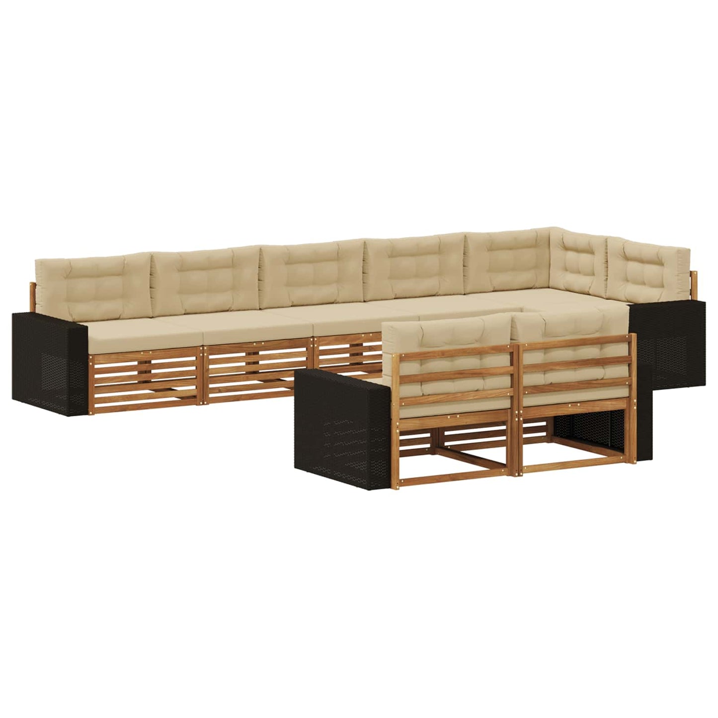 Outdoor-Sofagarnitur mit Kissen 8 pcs Natur und Beige