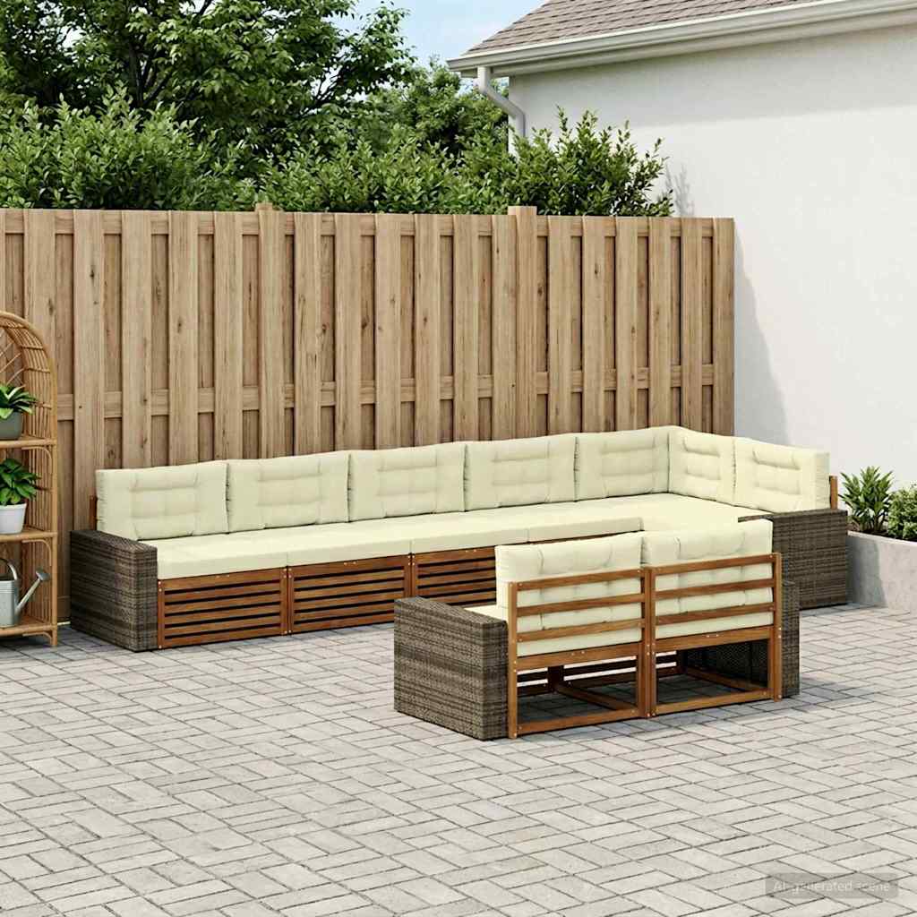Outdoor-Sofagarnitur 8 stk. Natur und Creme