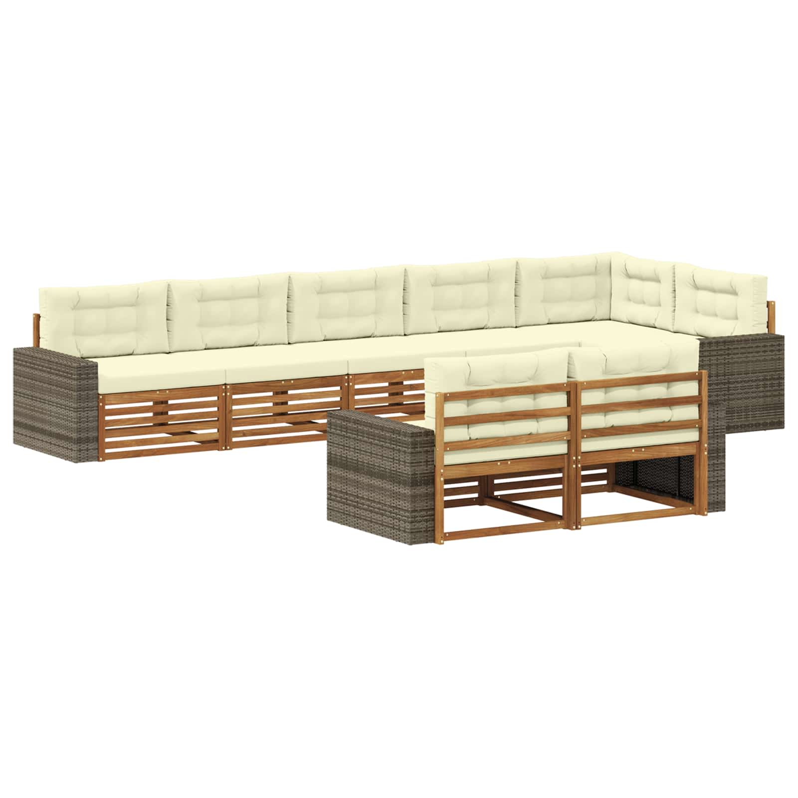 Outdoor-Sofagarnitur 8 stk. Natur und Creme