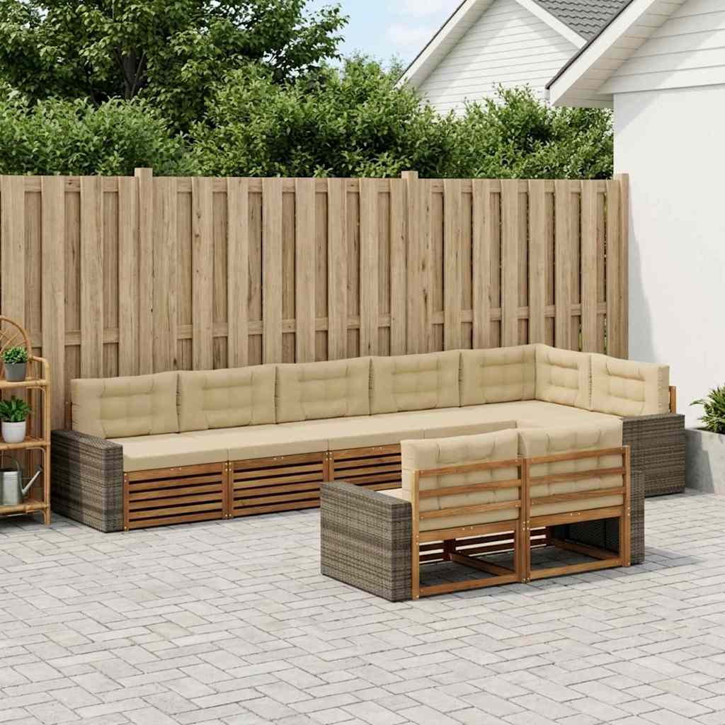 Outdoor-Sofagarnitur 8 stk. Natur und Beige