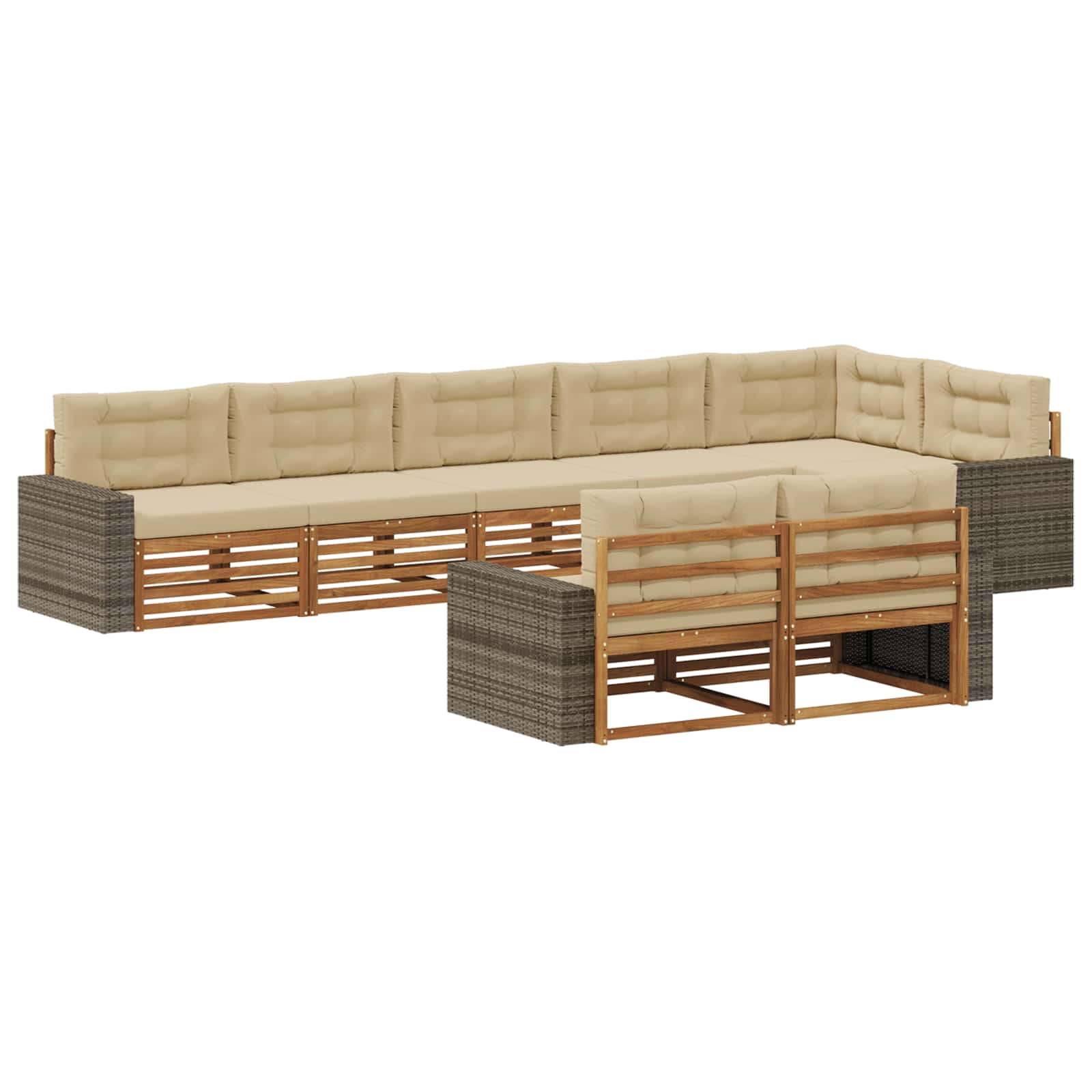 Outdoor-Sofagarnitur 8 stk. Natur und Beige