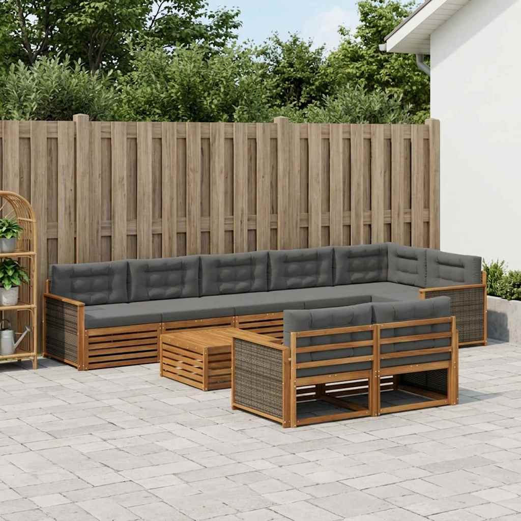 Outdoor-Sofagarnitur mit Kissen 9 pcs