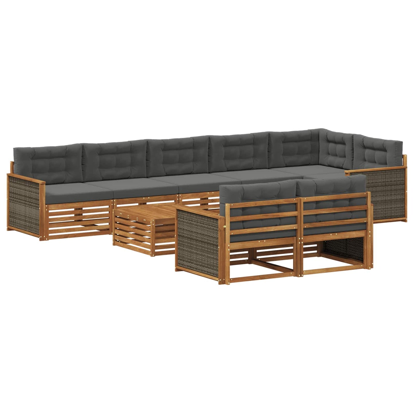 Outdoor-Sofagarnitur mit Kissen 9 pcs
