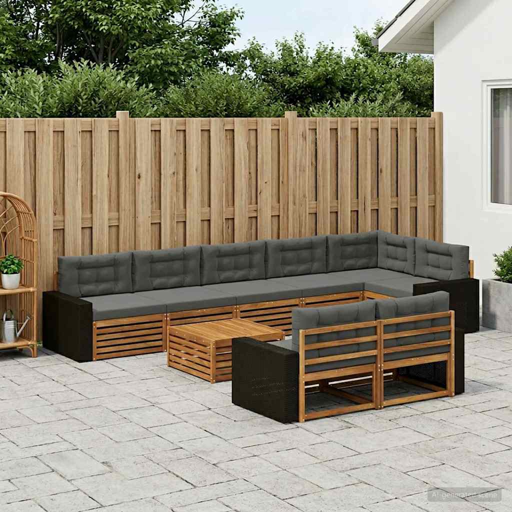Outdoor-Sofagarnitur mit Kissen 9 pcs