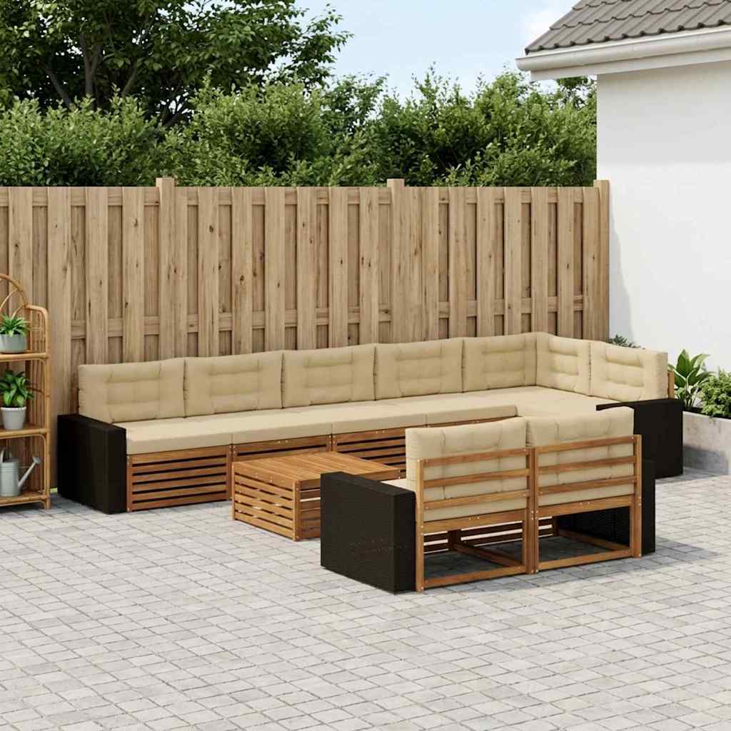 Outdoor-Sofagarnitur mit Kissen 9 pcs