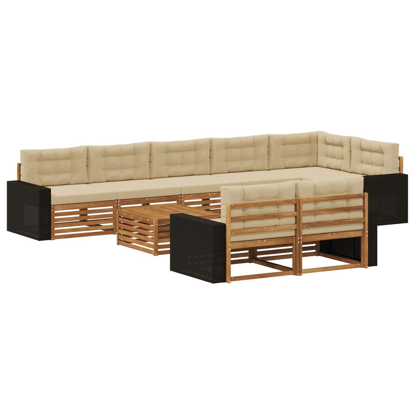 Outdoor-Sofagarnitur mit Kissen 9 pcs
