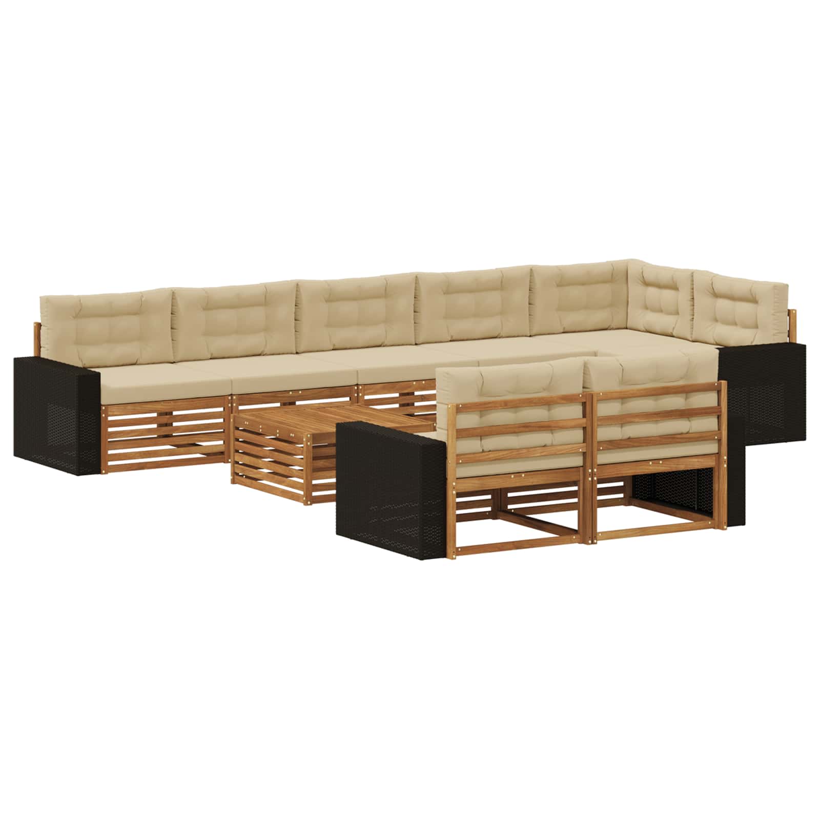 Outdoor-Sofagarnitur mit Kissen 9 pcs