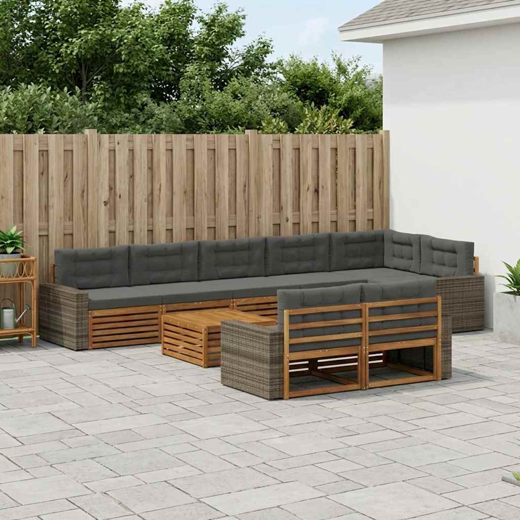 Outdoor-Sofagarnitur mit Kissen 9 pcs