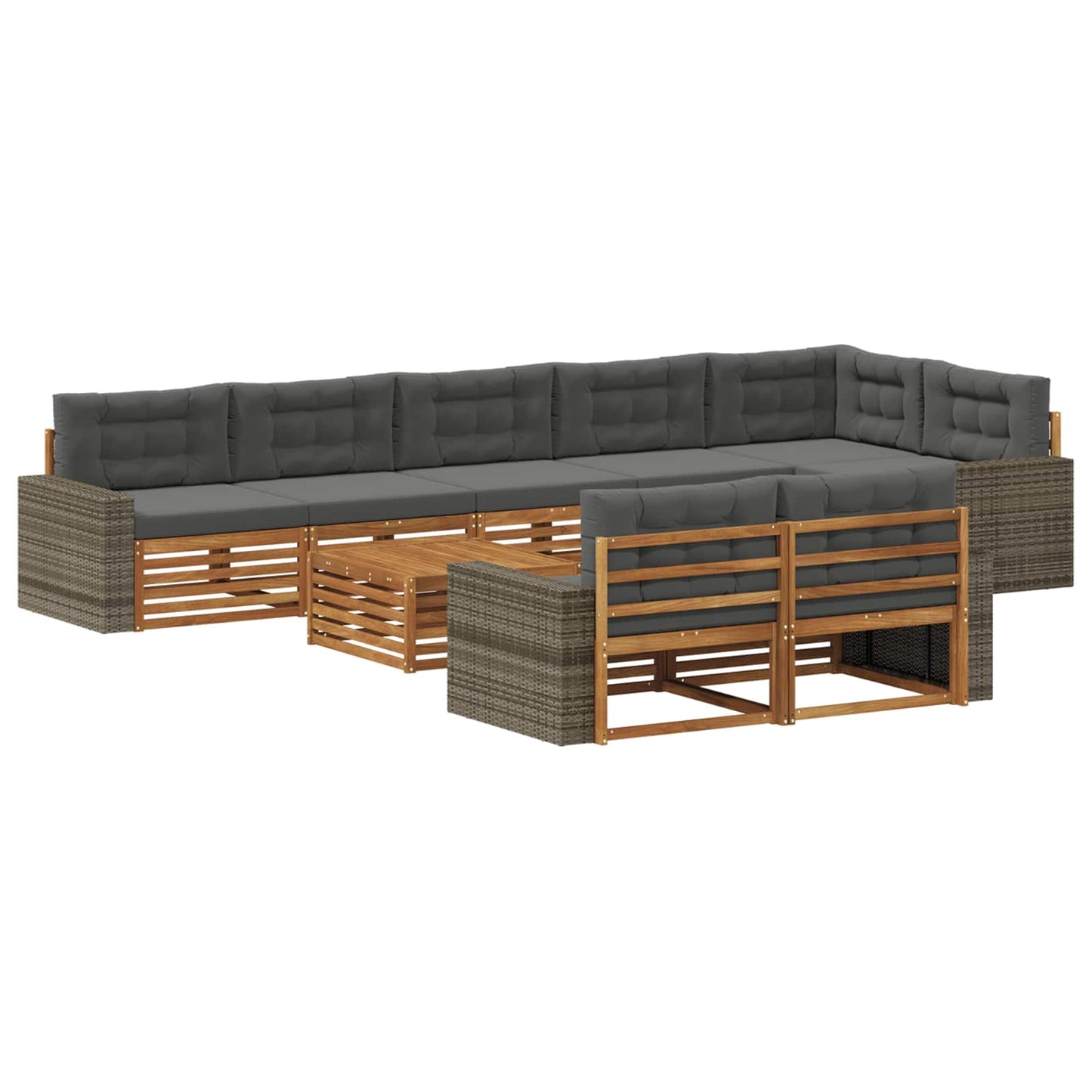 Outdoor-Sofagarnitur mit Kissen 9 pcs