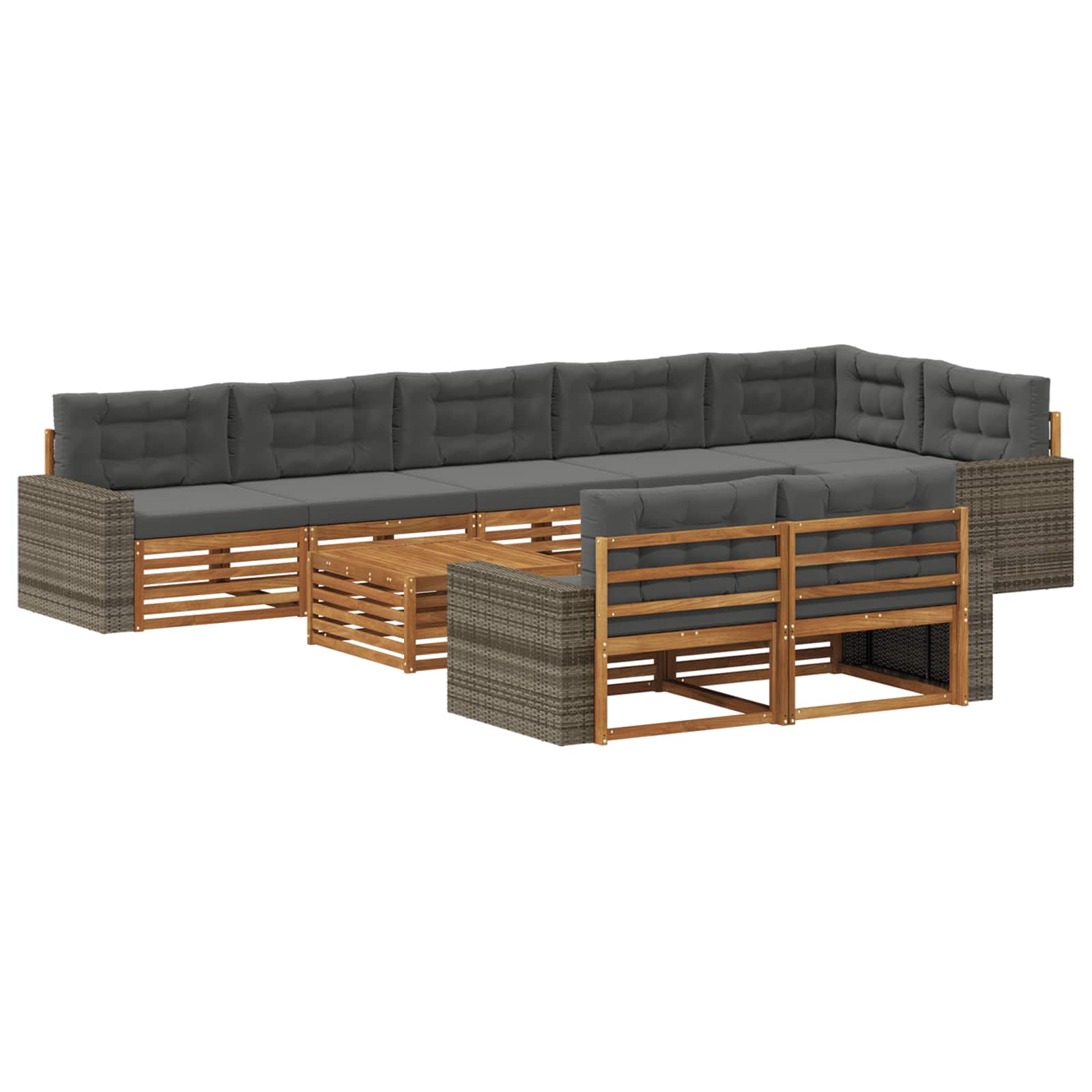 Outdoor-Sofagarnitur mit Kissen 9 pcs