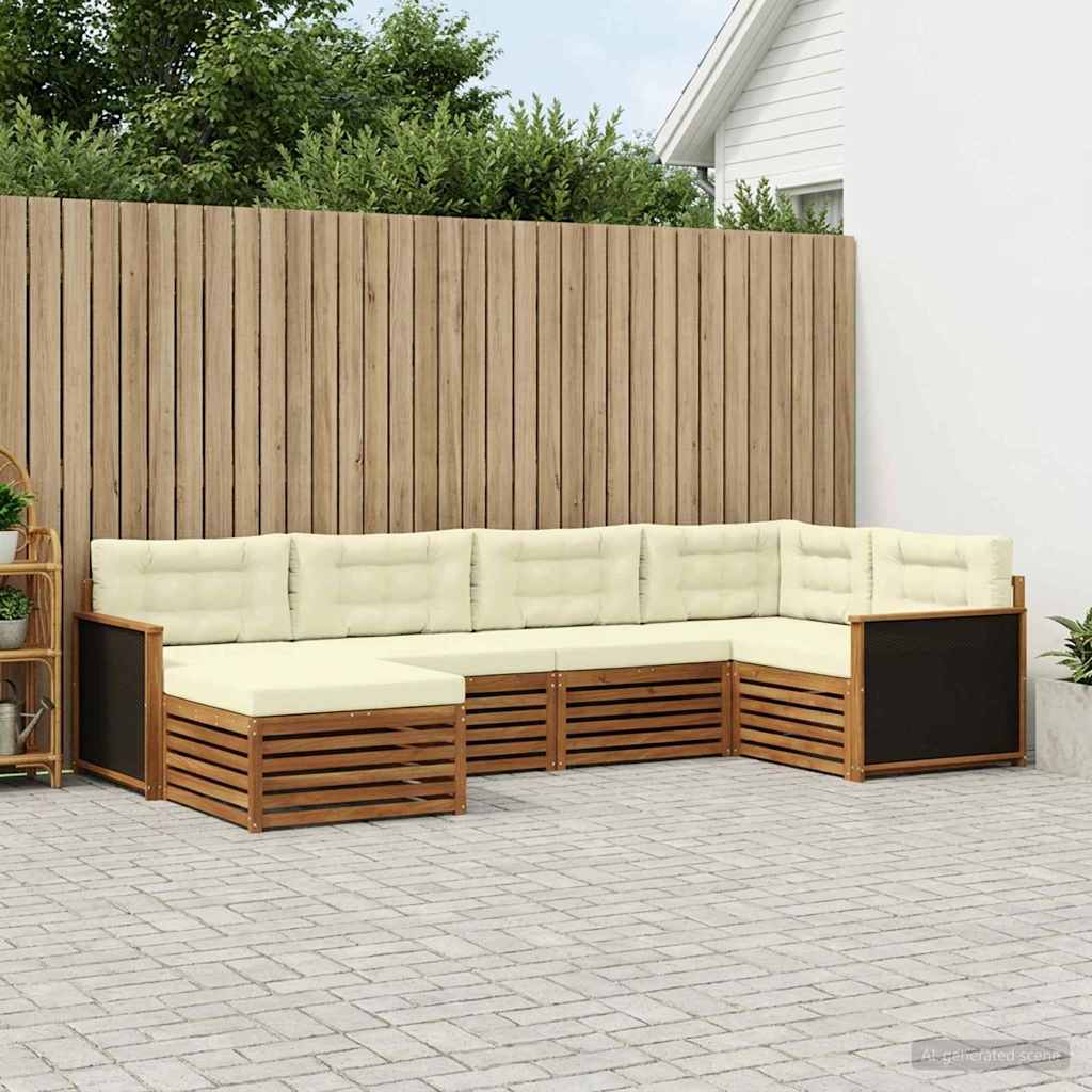 Outdoor-Sofagarnitur mit Kissen 6 pcs Natur und Creme