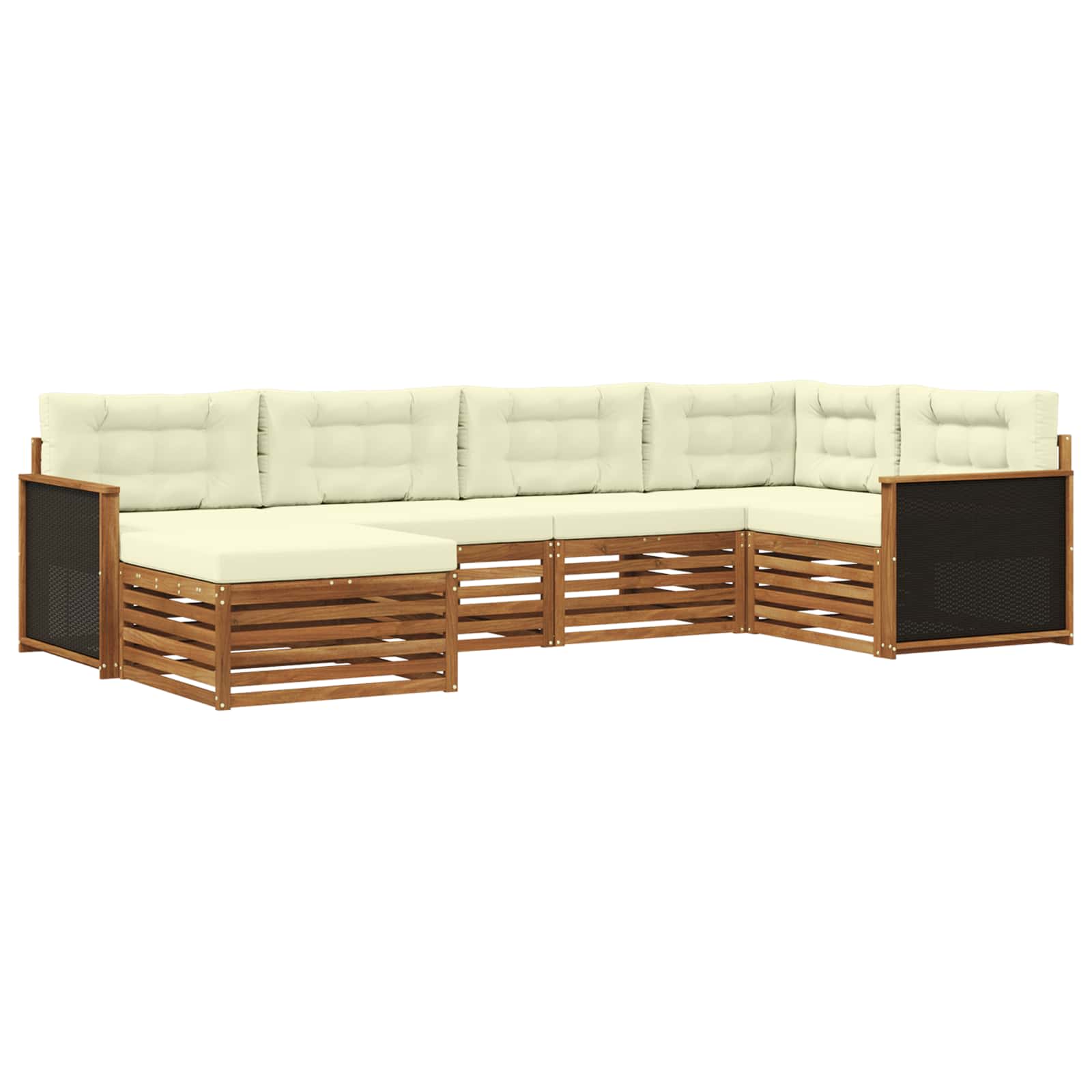 Outdoor-Sofagarnitur mit Kissen 6 pcs Natur und Creme