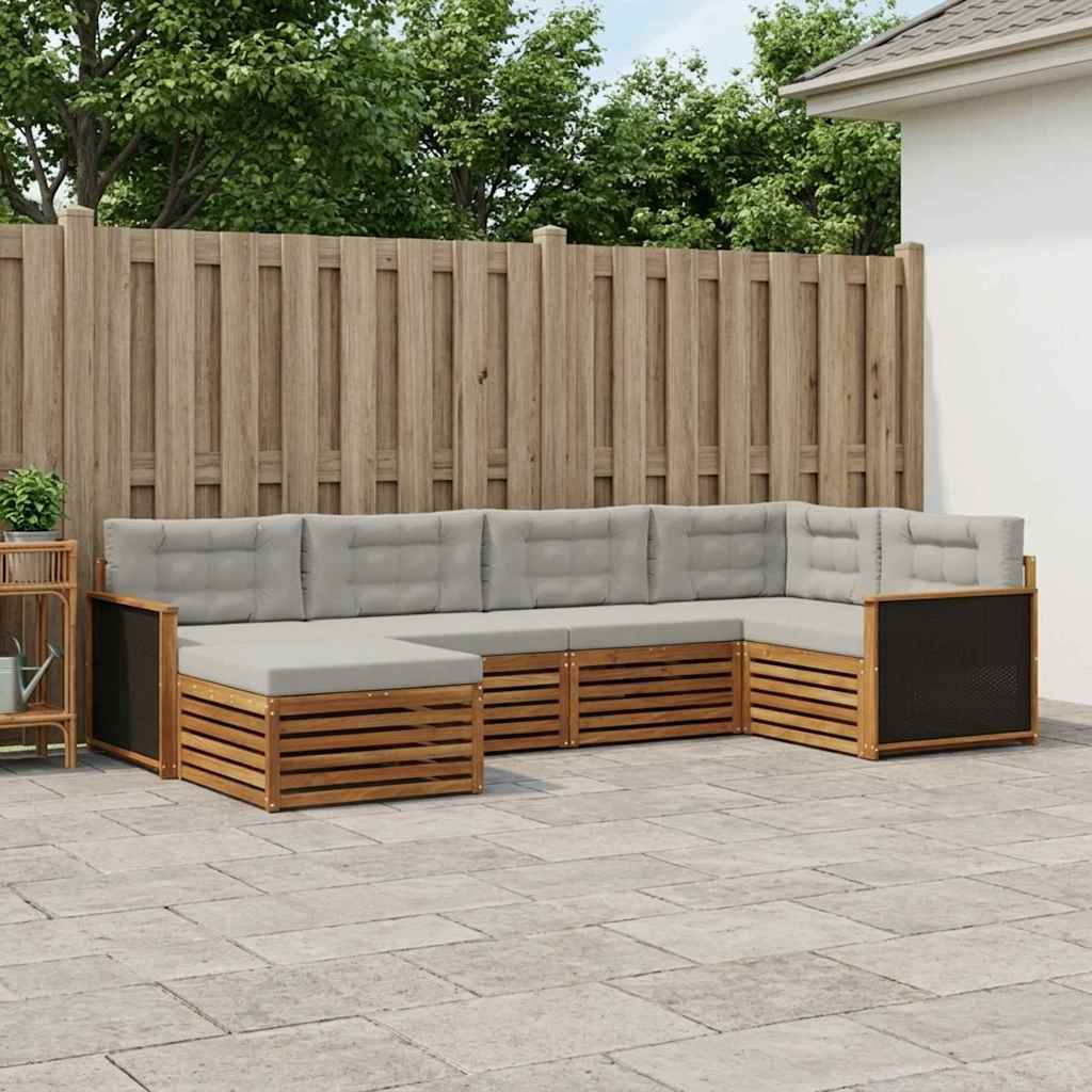 Outdoor-Sofagarnitur mit Kissen 6 pcs Natürlich und Hellgrau