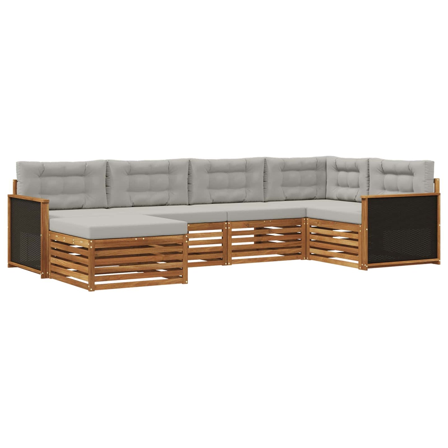 Outdoor-Sofagarnitur mit Kissen 6 pcs Natürlich und Hellgrau