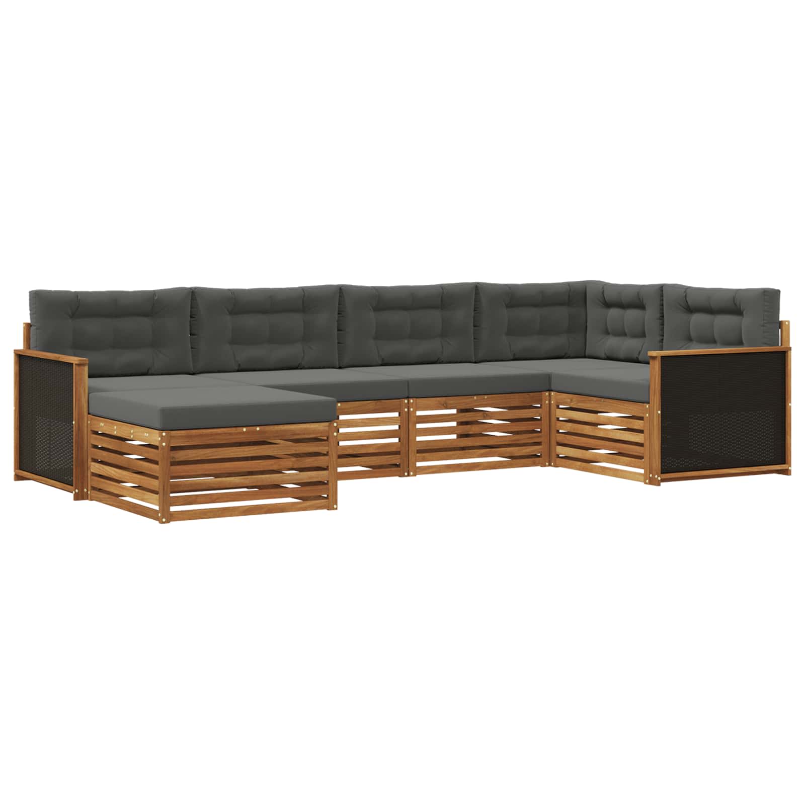Outdoor-Sofagarnitur mit Kissen 6 pcs Natur und Anthrazit