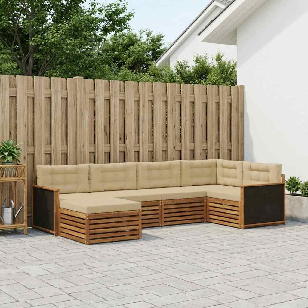 Outdoor-Sofagarnitur mit Kissen 6 pcs Natur und Beige