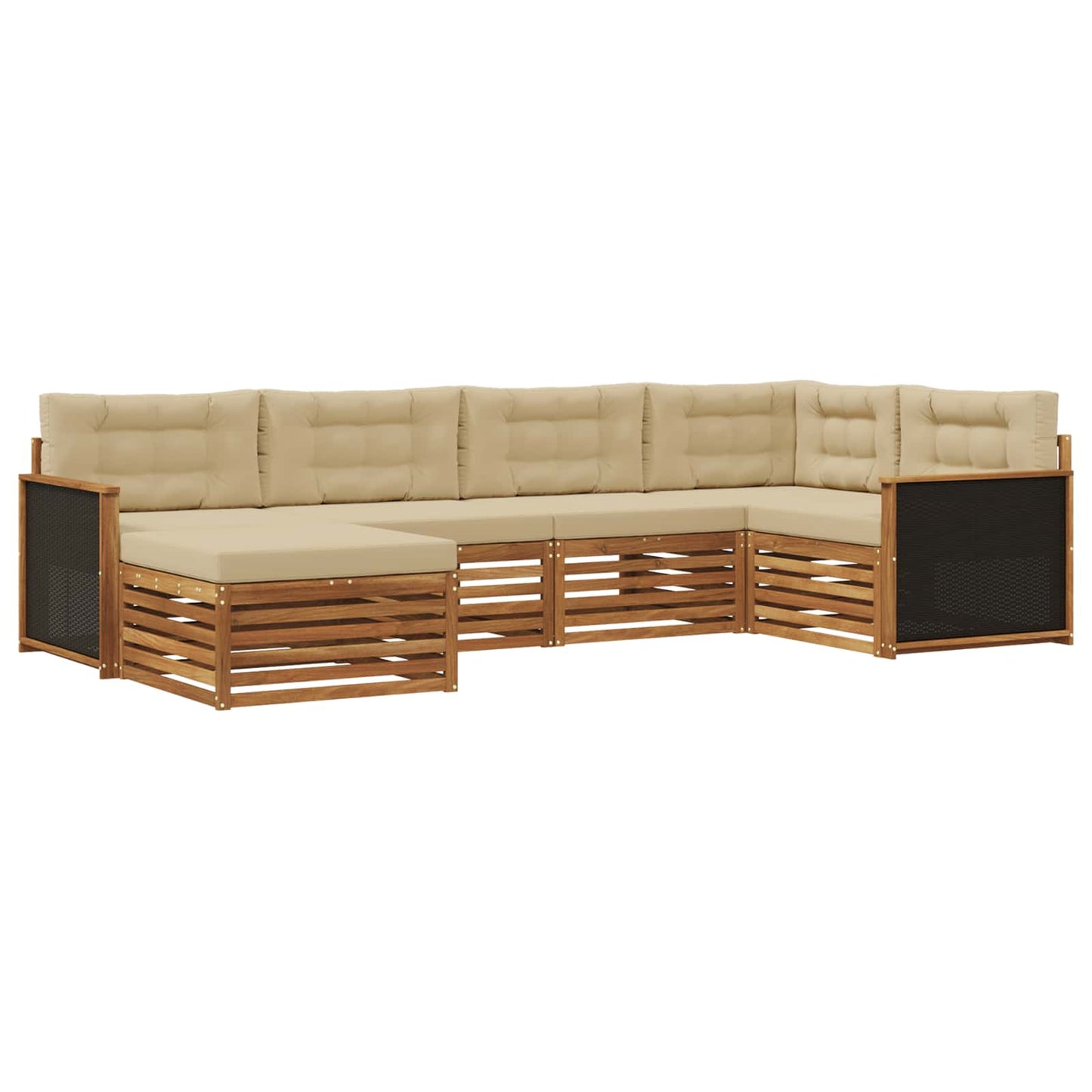 Outdoor-Sofagarnitur mit Kissen 6 pcs Natur und Beige