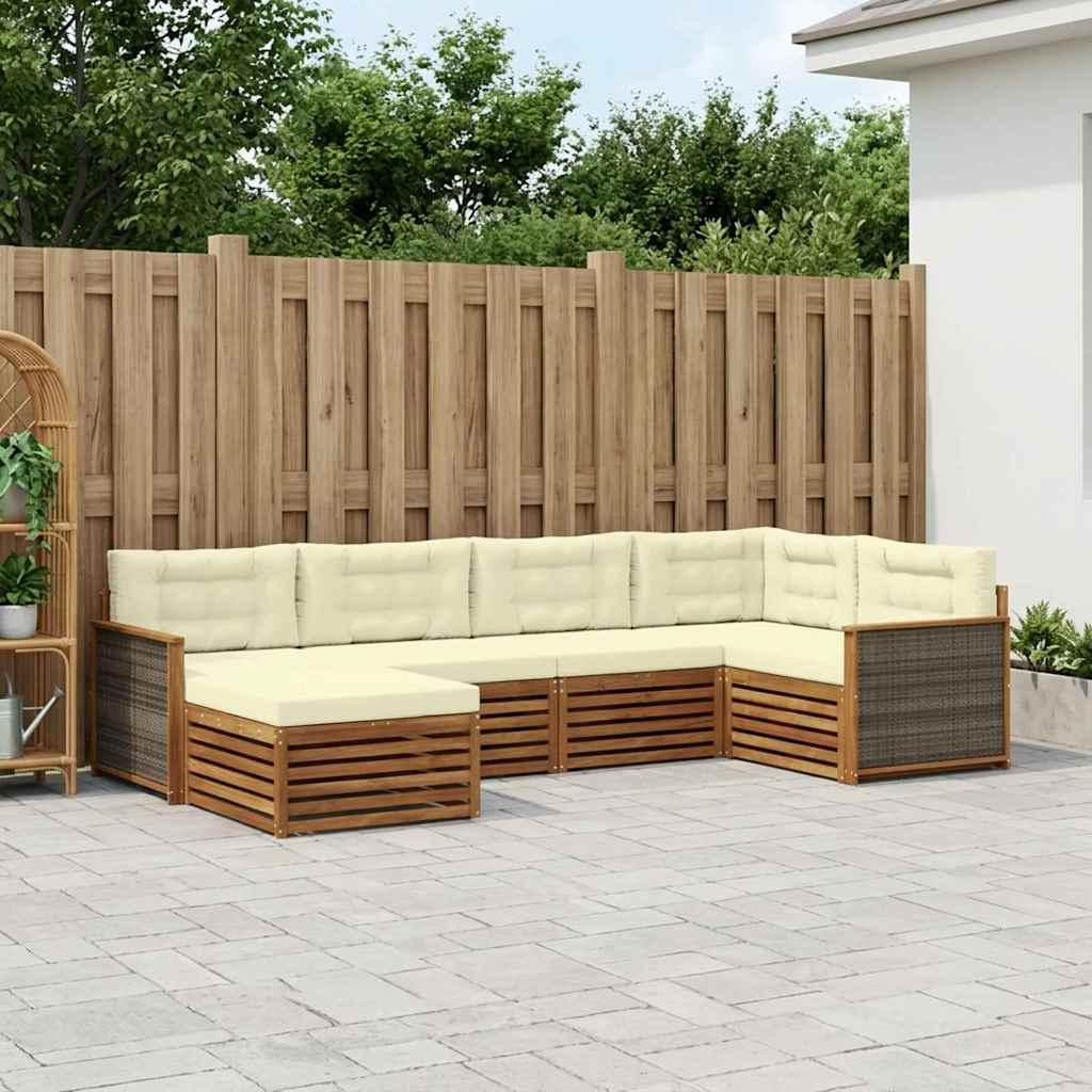 Outdoor-Sofagarnitur 6 stk. Natur und Creme